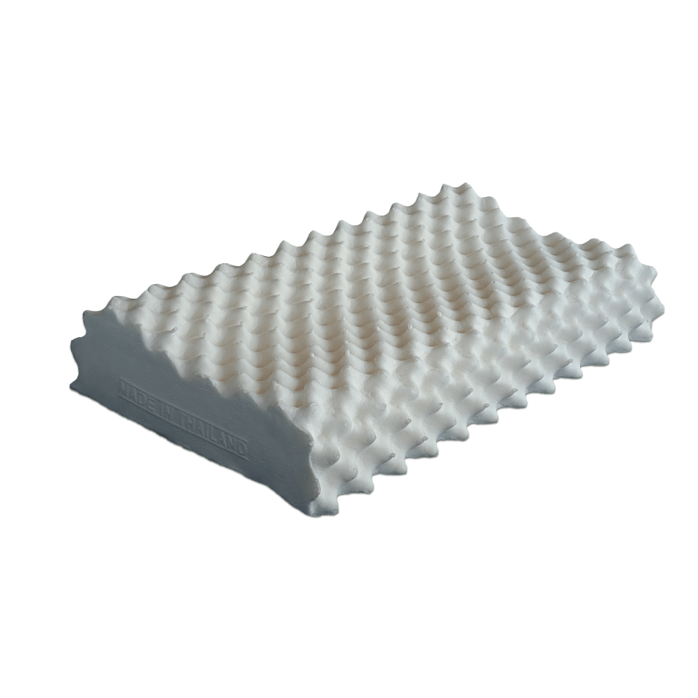 หมอนสุขภาพ ยางพารา ZLEEPO'CLOCK ทรงน้อบบี้ ขนาด60X40X13ซม สีขาว/น้ำเงิน_7